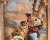 乔瓦尼 巴蒂斯塔 提埃波罗 : Villa Valmarana Angelica Carving Medoro-s Name on a Tree